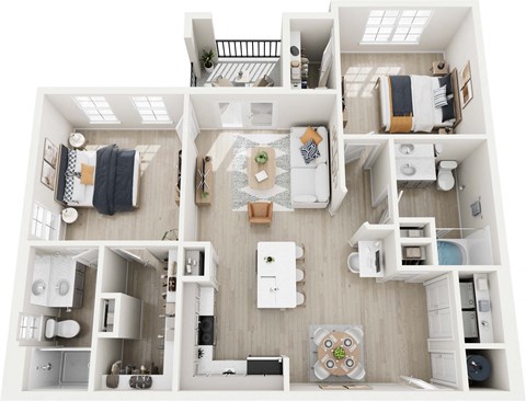 a1 floor plan  1 bedroom with 2 baths